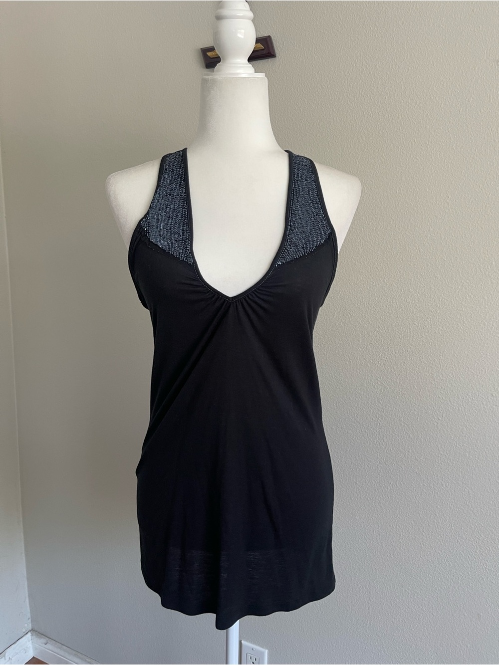 Old Navy Black Tank Top with Heather Gray Racerback